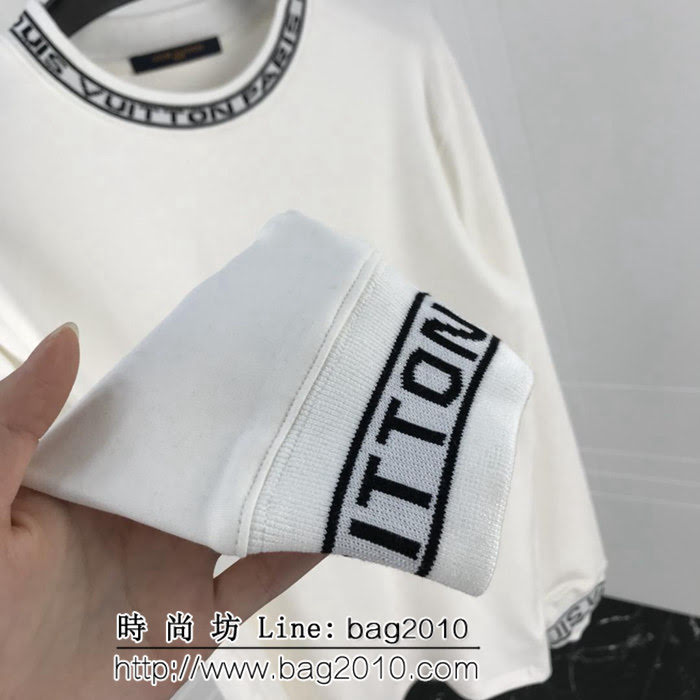 LV路易威登 19SS Virgil 定織字母螺紋 加厚長袖 男款白色打底 Tee ydi1816